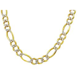 20" 14k Solid Gold Pave Figaro Chain 4.6mm wide