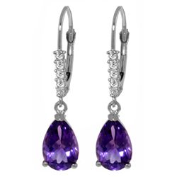 14K WG 0.15ct DIAMOND & 3.00ct AMETHYST EARRING