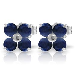 14k White Gold 1.15ct Sapphire Flower Earrings