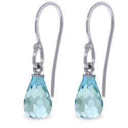 14k White Gold 2.70ct Blue Topaz Fish Hook Earrings