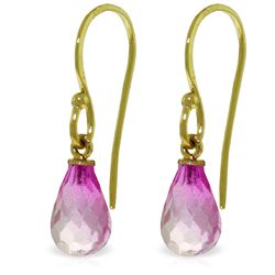 14k Yellow Gold 2.70ct Pink Topaz Fish Hook Earrings