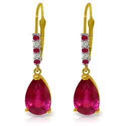 14k YG 3.00ct .12ct Ruby with Diamond Leverback Earring