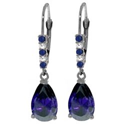 3.00ct .12ct Sapphire and Diamond Earrings in 14k WG