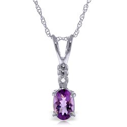 14k WG 0.45ct Oval Amethyst & Diamond Necklace