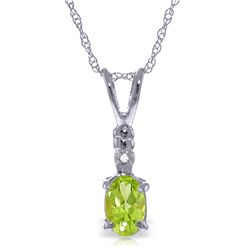 14k WHITE GOLD 0.45ct Peridot Necklace with Diamond