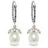 Image 1 : 14K WHITE GOLD 1.00ct WHITE TOPAZ & PEARL EARRINGS