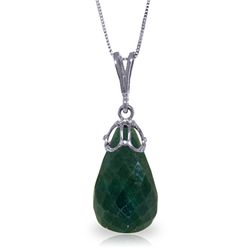 14K White Gold 14.80ct Briolette Emerald Necklace
