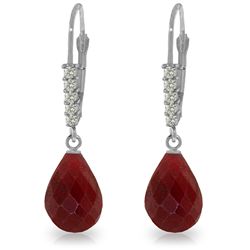 14K WG DIAMOND & 17.60ct RUBY LEVERBACK EARRING
