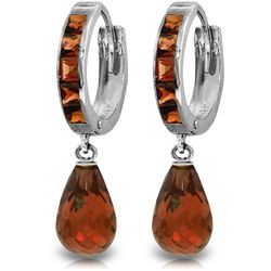 14K White Gold 4.50ct & .85ct Garnet Hoop Earring