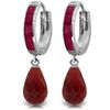 Image 1 : 14K White Gold 6.6ct Ruby & Diamond Hoop Earring