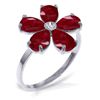 Image 1 : 14K White Gold 2.2ct Ruby & Diamond Flower Ring
