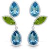 Image 1 : 14K WG 10.00ct BLUE TOPAZ & 3.60ct PERIDOT EARRING