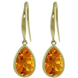 14k Gold Citrine Teardrop Fish Hook Earrings