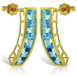 14k Yellow Gold 4.50ct Blue Topaz Earrings