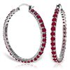 Image 1 : 14K White Gold 6.0ct Round Ruby Hoop Earring