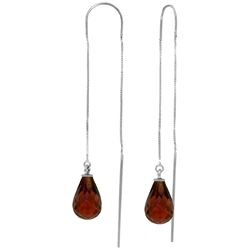 14k WHITE GOLD 4.50ct Garnet Threaded Earrings