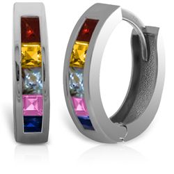 14k Solid Gold MultiColored Sapphire Earrings