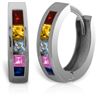 Image 1 : 14k Solid Gold MultiColored Sapphire Earrings