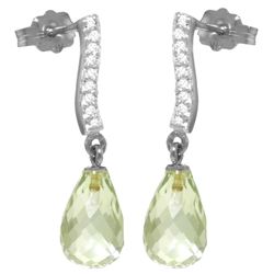 14k 4.50ct Green Amethyst with Diamond Earrings