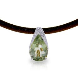 14K White Gold 6.0ct Green Amethyst,Diamond Necklace