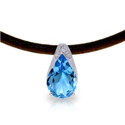14K White Gold 6.0ct Blue Topaz & Diamond Necklace