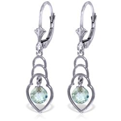 14k WG 1.25ct Blue Topaz Stacked Heart Earrings