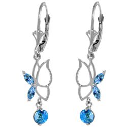 14k White Gold Blue Topaz Butterfly Earrings