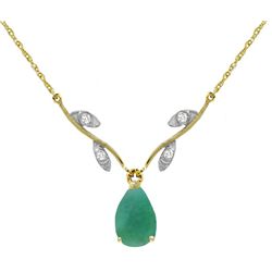 14k Elegant Emerald with Diamond Necklace