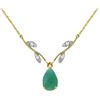 Image 1 : 14k Elegant Emerald with Diamond Necklace