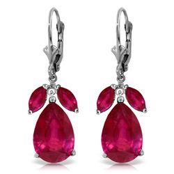 14K White Gold 10.0ct 1.0ct Rubies Leverback Earring