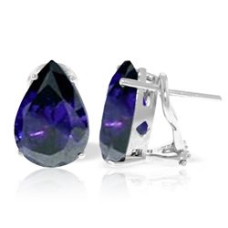14K White Gold 9.30ct Pear Sapphire French Clip Earring