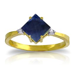 14K YG 0.01ct DIAMOND & 1.45ct SQUARE SAPPHIRE RING