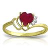 Image 1 : 14k Gold 1.0CT Heart Ruby Ring with Diamonds