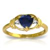 Image 1 : 14K YG 0.01ct DIAMOND & 1.00ct HEART SAPPHIRE RING