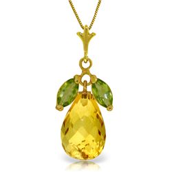 14k Gold 6.70ct Citrine and Peridot Necklace