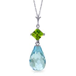 14k White Gold 5.0ct Blue Topaz and Peridot Necklace