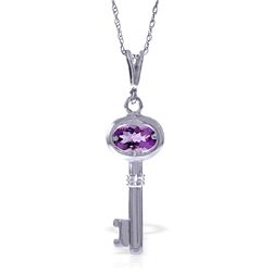 14k WG 0.50ct Amethyst Key Charm Necklace