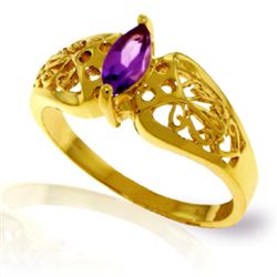14k Yellow Gold 0.20ct Amethyst Filigree Ring