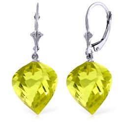21.50ct Spiral Lemon Quartz Dangle Earrings in 14k Gold