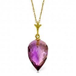 9.50ct Briolette Drop Amethyst Necklace in 14k Gold