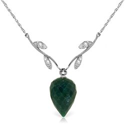 14K White Gold 12.9ct Emerald & .02ct Diaomnd Necklace