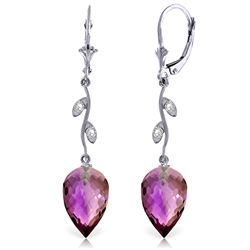 14k Gold Elegant Amethyst Earrings with Diamonds