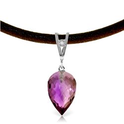 14K White Gold 9.5ct Amethyst & Diamond Necklace