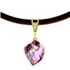 Image 1 : 14K DIAMOND & 10.75ct AMETHYST LEATHER NECKLACE