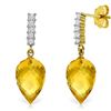 Image 1 : 19.00ct Citrine and Diamond Earrings in 14k Gold