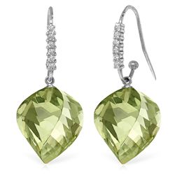 14k WG 26.0ct Green Amethyst & Diamond Earrings