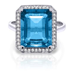 7.8ct 14k White Gold Topaz Rules Blue Topaz Diamond Ring