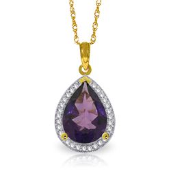 14k Solid Gold 3.25ct Amethyst & Diamond Necklace