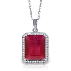 14k Solid Gold 7.25ct Ruby & Diamond Necklace