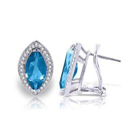 4.8ct 14k White Gold Blue Topaz Diamond Earrings